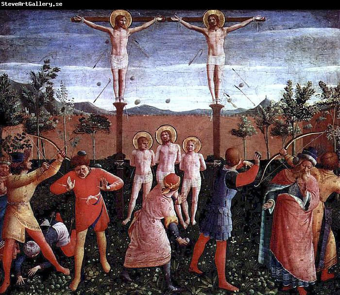 Fra Angelico Hauptaltar der Heiligen Kosmas und Damian aus dem Dominikanerklosters San Marco in Florenz, Predella, sechste Szene: Martyrium der Heiligen Kosmas und